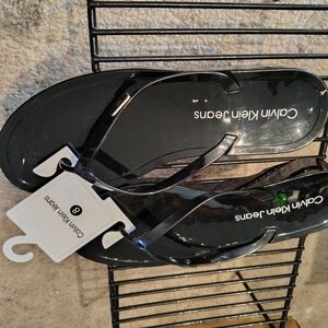 Calvin Klein Jeans Glossy Black Sandals